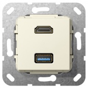 Разъем HDMI+USB 3.0 A Gira крем глянцевый