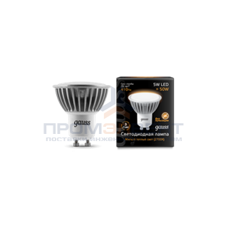 Лампа Gauss LED MR16 GU10 5W SMD AC220-240V 2700K FROST  1/10/100