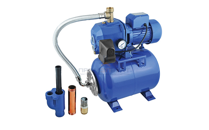 Насосная станция UNIPUMP AUTO DP 750-50 - 0,75 кВт (50 л, однофазный, Hmax 40м, Qmax 40л/мин, чугун)