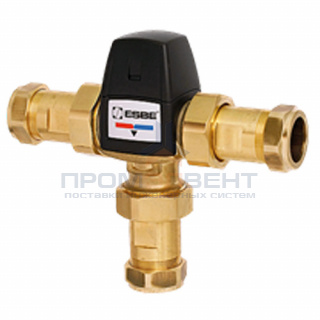 Клапан термостатический смесительный ESBE VTA553 - CPF22мм (компрессионное подключение, с переходником НР 1", Tmax. 95°C, точка переключения 45-65°C)