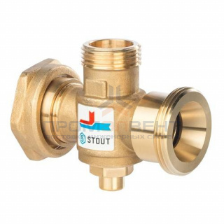 Клапан термостатический смесительный STOUT -  1"1/2 x 1"1/2 x 1" (НР/НГ/ВР, преднастройка на 60°C)