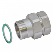 Соединение быстроразъемое (американка) латунное STOUT - 3/4" (ВР/НР,никель,уплотнение по плоскости)