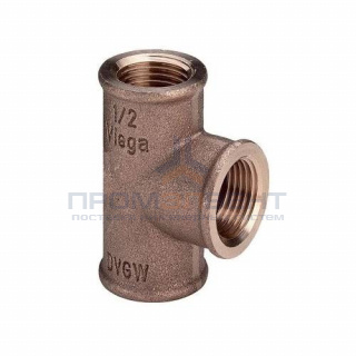 Тройник редукционный Viega 3130 - 1" x 3/4" x 1" (резьбовой, бронза без покрытия)