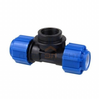 Тройник с переходом на внутреннюю резьбу Политэк - 25 x 1/2" (винтовой, для труб ПНД)