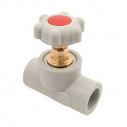 Кран вентильный FV-Plast - 25 (для полипропиленовых труб под пайку, цвет серый, ручка барашек)