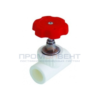 Кран вентильный KALDE - 20 (для полипропиленовых труб под пайку, цвет белый, ручка барашек)