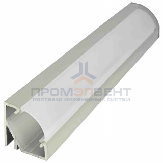 08-21 Профиль алюминиевый для светодиодной ленты, анод., угловой, накладной, серебро, 17х17мм, 2м, шир. ленты до 10мм, индивидуальная упаковка (рассеиватель матовый, заглушки - 2шт.).