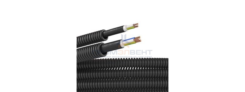 Гофра ПНД DKC 16мм черная с кабелем ВВГнг(А)-LS 3х1,5 РЭК ГОСТ (50м)