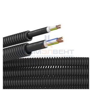Гофра ПНД DKC 16мм черная с кабелем ВВГнг(А)-LS 3х1,5 РЭК ГОСТ (50м)