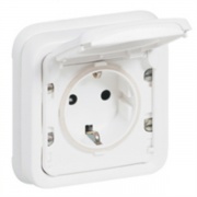 Розетка с заземлением с грифами Legrand Plexo серии Artic IP55 немецкий стандарт, белый