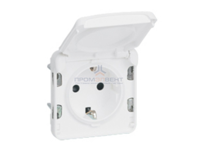 Механизм розетки с заземлением Legrand Plexo серии Artic IP55 немецкий стандарт, белый