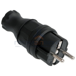 Вилка каучуковая прямая ИЭК 2P+E 16А 250В IP44