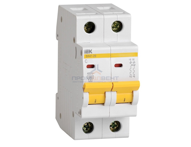 Автоматический выключатель ВА47-29 2Р 10А 4,5кА характеристика С ИЭК (автомат)